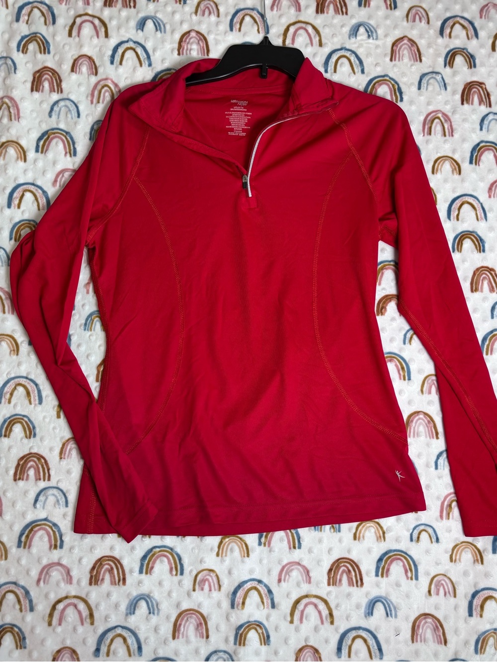 Danskin Now Women's Red Long-Sleeve Quarter-Zip Performance Top